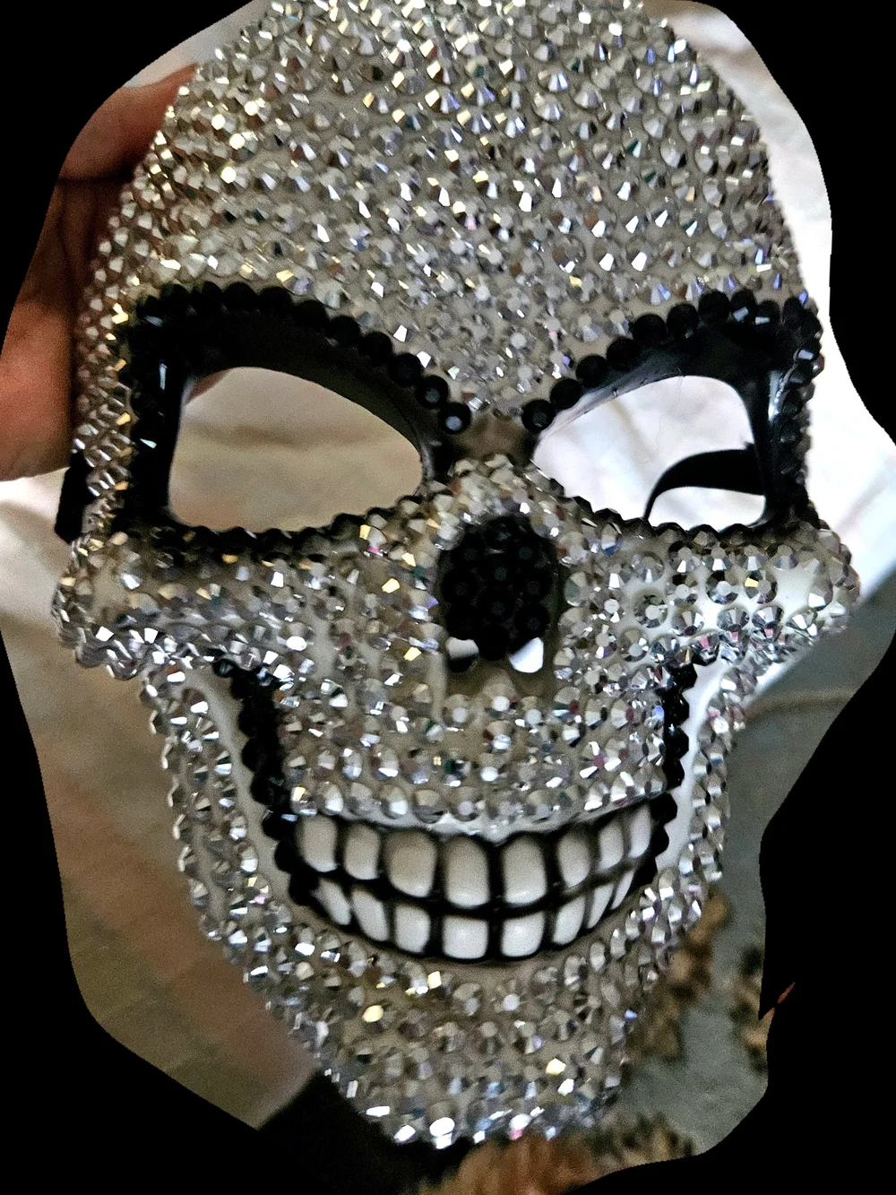 Crystal Skull Decorative Halloween Mask - Silver and Black